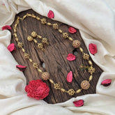 Vriksham Elegant Antique Gold Ball With Red Ruby Circle Beaded Neckpiece-G20664